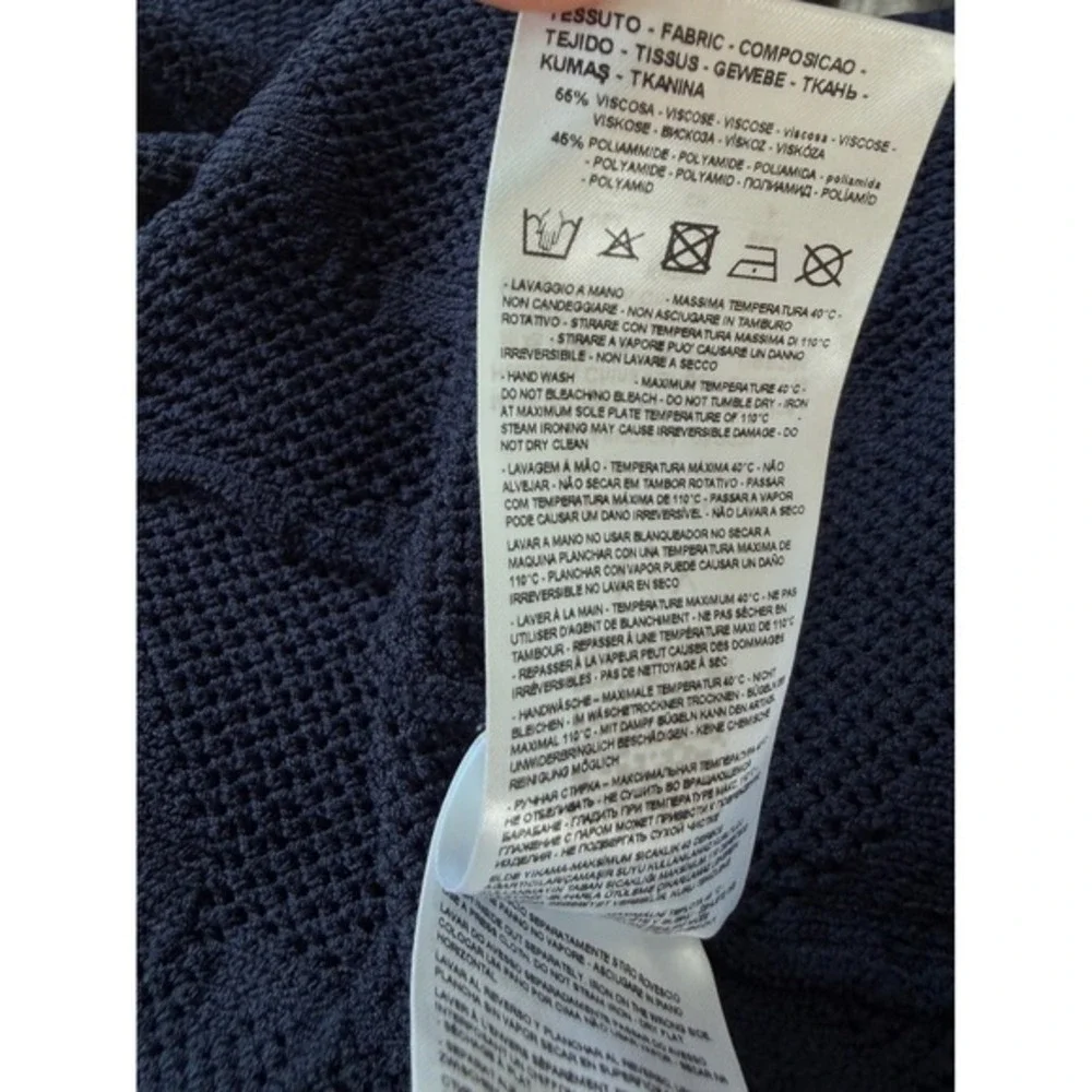 A/X Armani Exchange Navy Blue Logo Knit Open Front Cardigan Oversized Colorblock